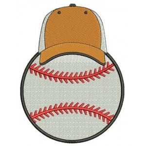Baseball with a Hat Filled Machine Embroidery Digitized Design Pattern - Instant Download - 4x4 , 5x7, and 6x10 -hoops